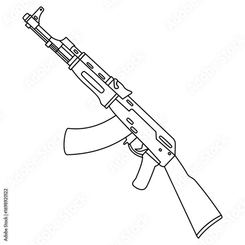 AK 47 rifle icon, simple flat style, vector illustration, symbol, design logo template pictogram, for ui or ux isolated on white for mobile app, editable