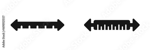 Measurement scale graphic showing different lengths with left and right arrows, ideal for design or technical applications