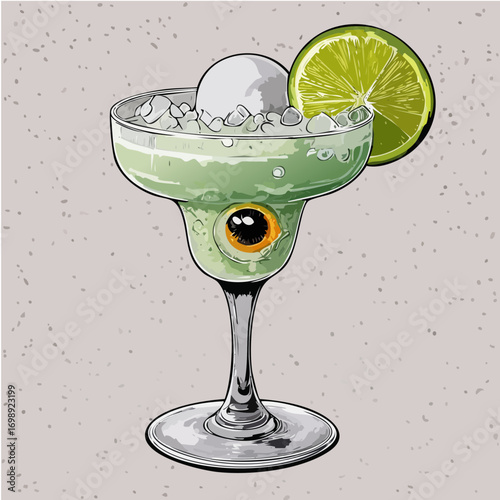 Spooky Margarita Vector Collection – Creepy Halloween Cocktails with Skulls and Eyeball Garnishes