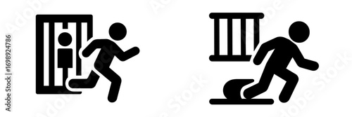 Creative depiction of freedom with symbols of escape from captivity in minimalistic style