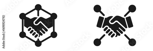 Unique handshake symbols representing collaboration and partnership in modern design