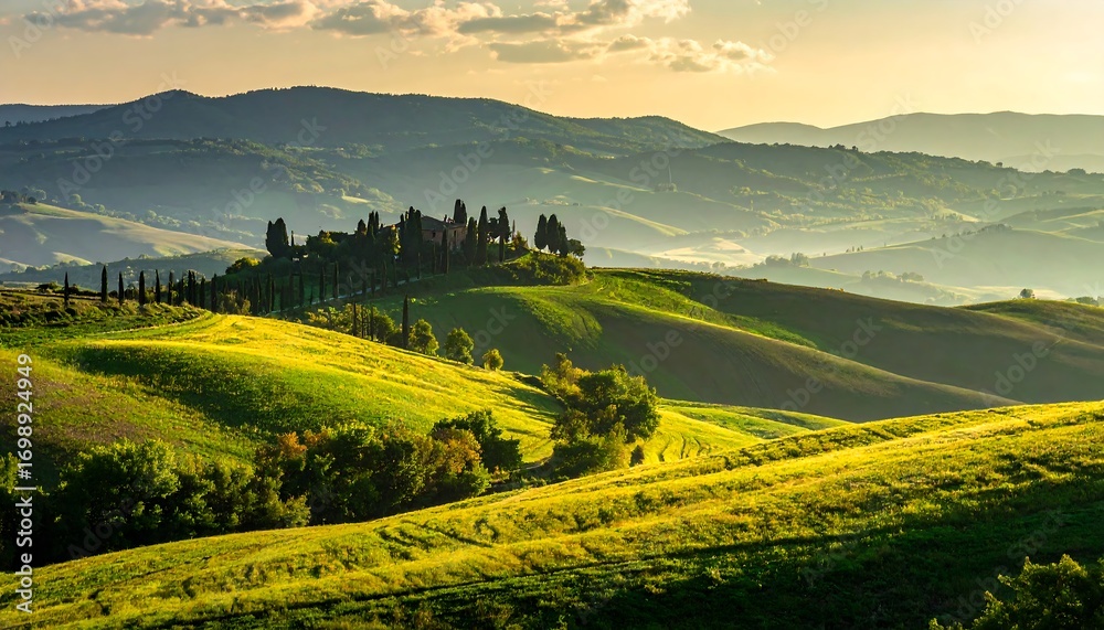 Fototapeta premium Tuscan hills at golden hour