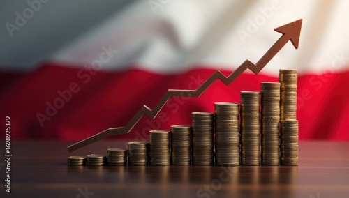 Financial Success in Poland: Rising Profits on a Flag Background. Suitable for use in presentations or articles about financial trends, business successes