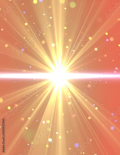 Radiant burst of light on a soft orange background