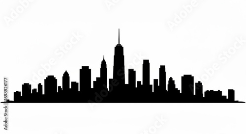 Silhouette of a city skyline with various buildings and skyscrapers against a white background view image created with generative ai