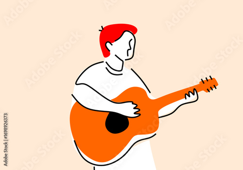  illustration of a talented guy playing the guitar.