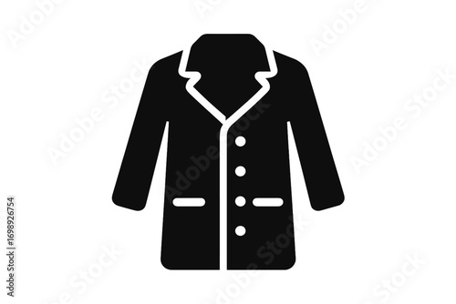 Stylish black coat design featuring a classic collar and button details suitable for various occasions and weather
