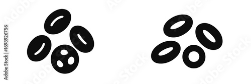 Graphic representation of two distinct groups of abstract round shapes on a plain background illustrating design concepts