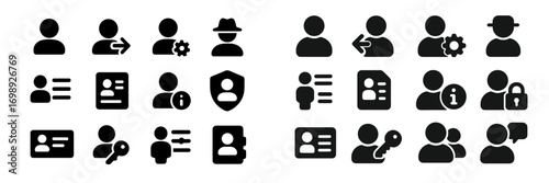 Collection of icons representing various roles, activities, and security measures in a digital environment for information management
