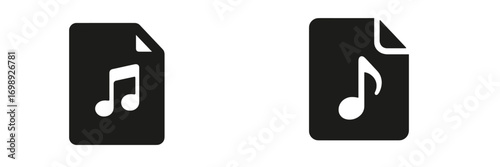 Document icons representing music files, showcasing various note designs in minimalist style