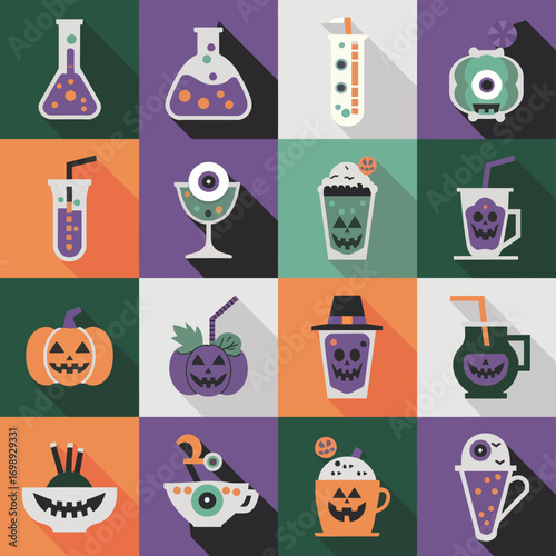 Halloween themed drinks and potions flasks cups