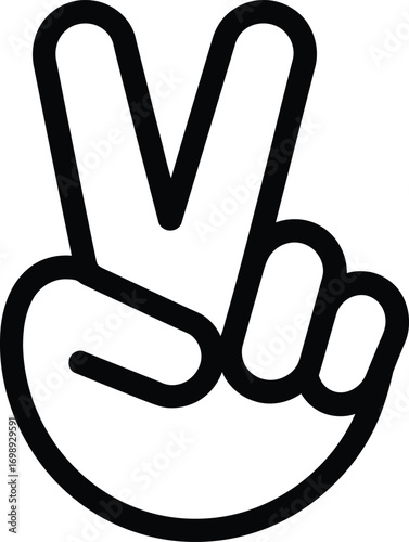Hand gesture showing two fingers up peace sign victory sign