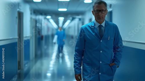 Wallpaper Mural Professional doctor walking confidently in modern hospital corridor with bright lights
 Torontodigital.ca