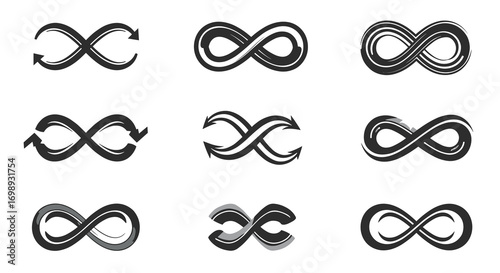 Infinity symbol sketches set