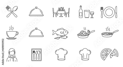 Food and drink line art icons