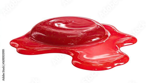Melted red fruit-flavored confectionery