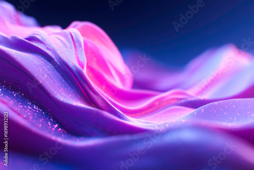 A stylish and vibrant abstract of purple waves on a dark background