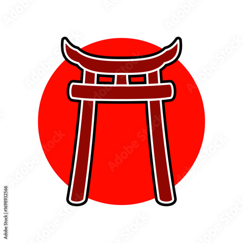 Japanese gate icon, simple flat style, vector illustration, symbol, design logo template pictogram, for ui or ux isolated on white for mobile app, editable