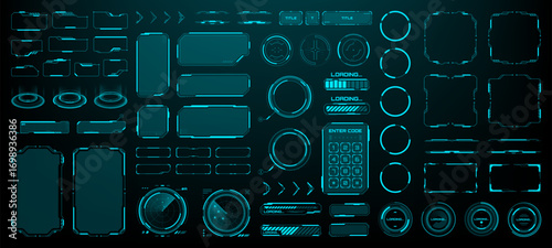 Head up display technology elements. Hud vector graphics. Digital screen interface for futuristic presentation.