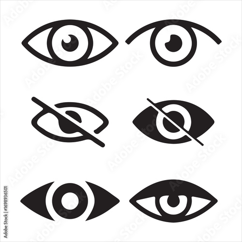 Stylish open eye graphic icon many more