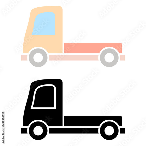 pickup truck icon, simple flat style, vector illustration, symbol, design logo template pictogram, for ui or ux isolated on white for mobile app, editable