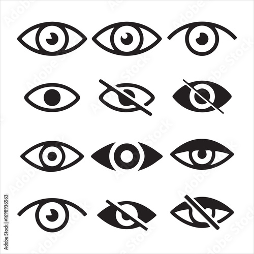 Stylish open eye graphic icon many more