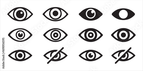 Stylish open eye graphic icon many more