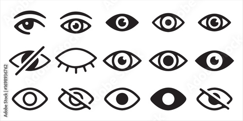 Stylish open eye graphic icon many more