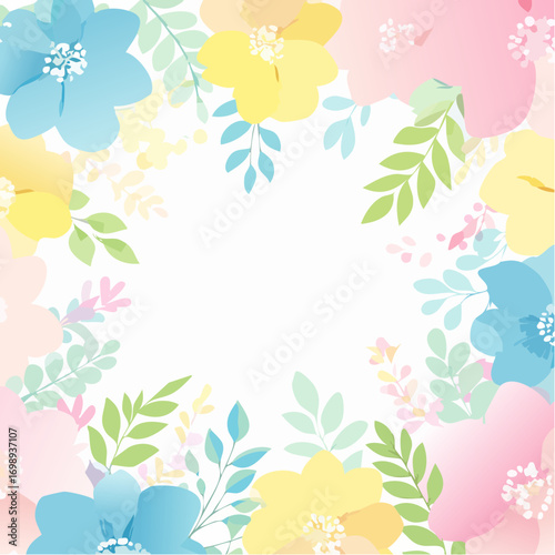 Bunter Blumenhintergrund in allen Pastellfarben – Rosa, Gelb, Blau, Grün – im Aquarell-Effekt