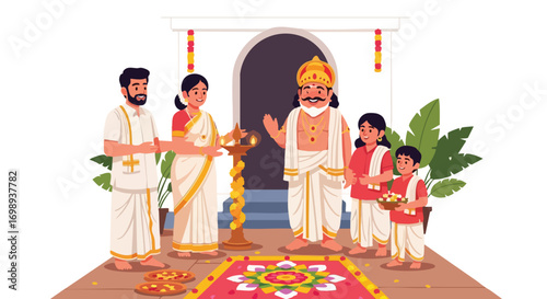 A Family Celebrating the Arrival of King Mahabali