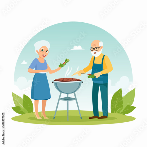 Senioren beim Grillen