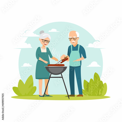 Senioren beim Grillen