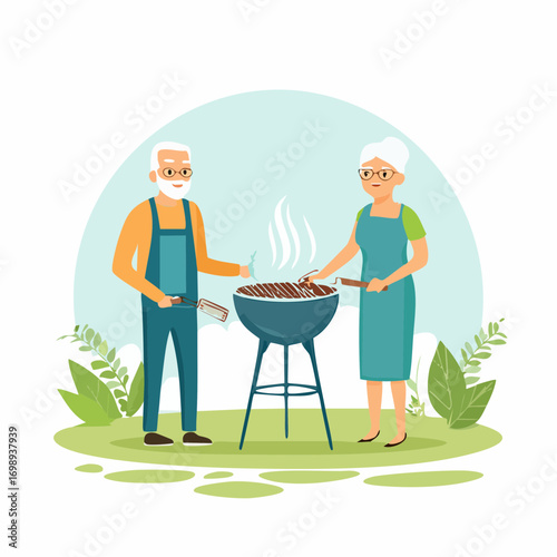 Senioren beim Grillen
