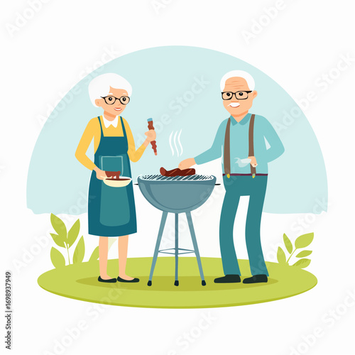 Senioren beim Grillen