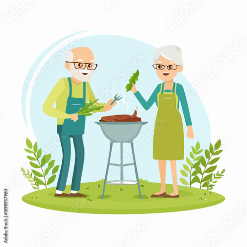 Senioren beim Grillen