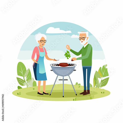 Senioren beim Grillen