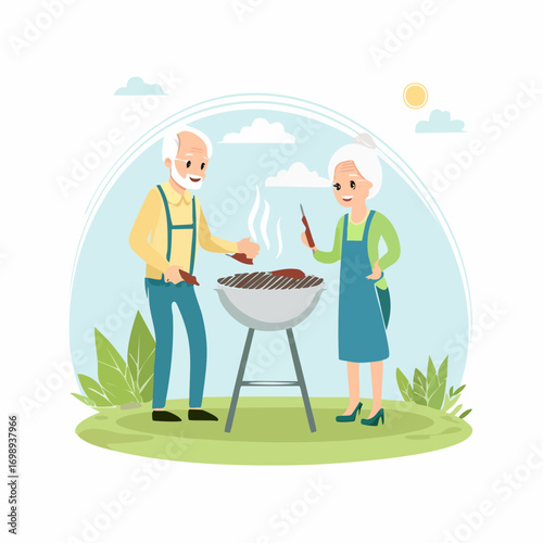 Senioren beim Grillen
