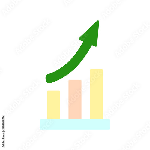 Growing graph Icon, simple flat style, illustration, logo sign symbol pictogram template, for ui or ux isolated on white for mobile app, editable