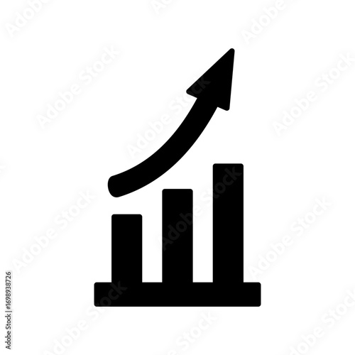 Growing graph Icon, simple flat style, illustration, logo sign symbol pictogram template, for ui or ux isolated on white for mobile app, editable