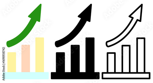 Growing graph Icon, simple flat style, illustration, logo sign symbol pictogram template, for ui or ux isolated on white for mobile app, editable