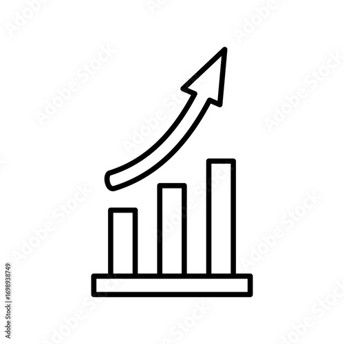 Growing graph Icon, simple flat style, illustration, logo sign symbol pictogram template, for ui or ux isolated on white for mobile app, editable