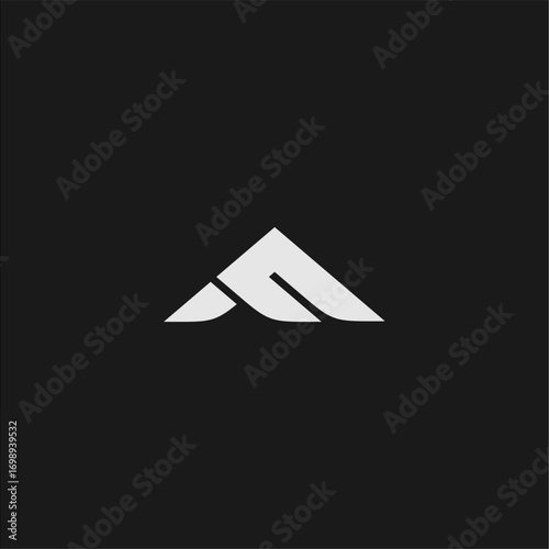 Creative letter F mountain logo vector in black and white, perfect for sport, outdoor, adventure, and modern business branding identity.