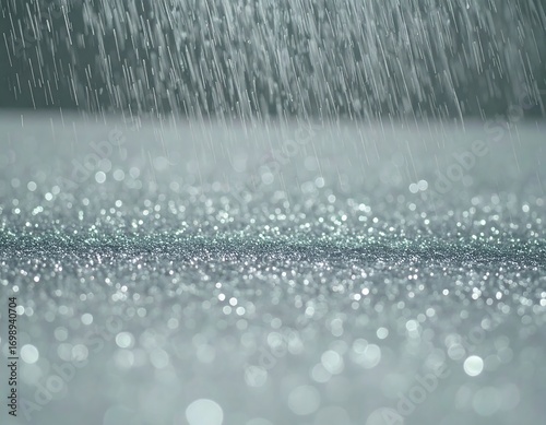 Rain falling onto a shimmering surface