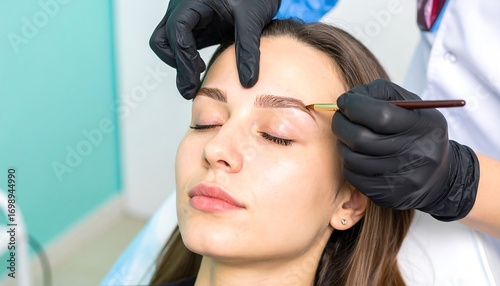 Woman getting eyebrow microblading treatment (1)
