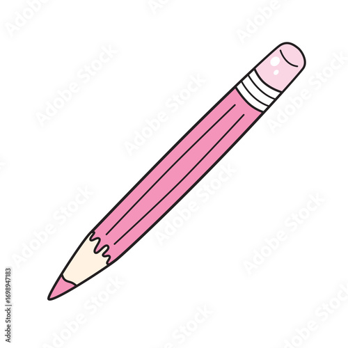 Pink pencil isolated cartoon illustration