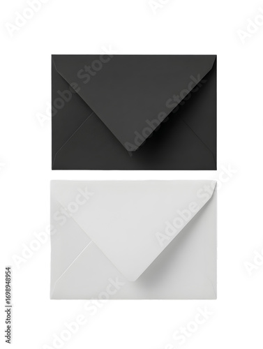 Wallpaper Mural Set of two contrasting black and white paper envelopes with closed triangular flaps shown from the back. Torontodigital.ca