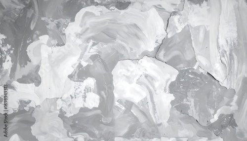 Abstract grayscale painting.  A textured surface of grey and white