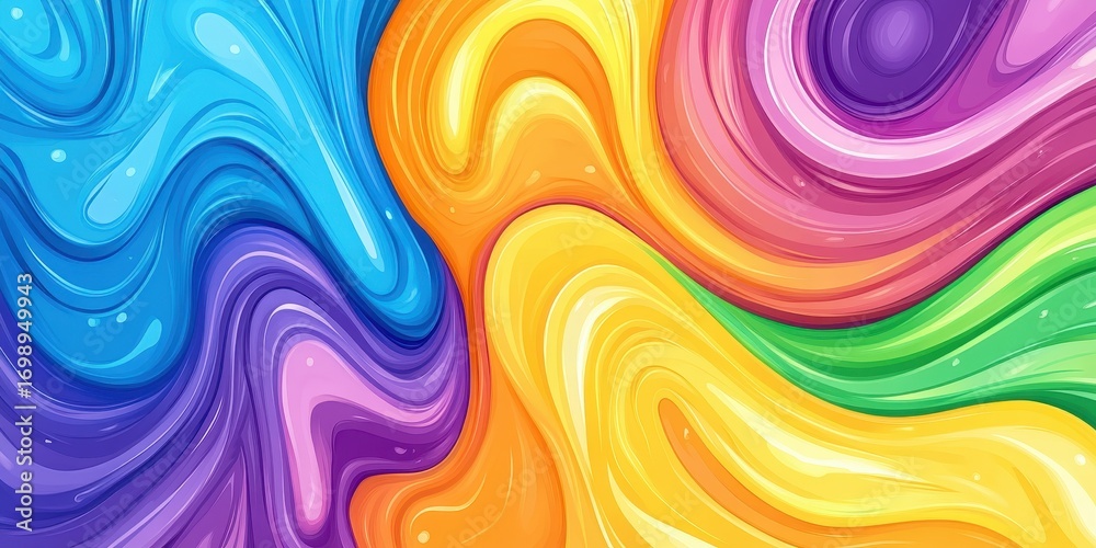Fototapeta premium Abstract colorful swirl modern art design. Fluid vibrant background with pattern. Contemporary composition, creative digital illustration, perfect for wallpaper or decorative style.