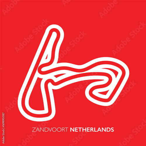 Zandvoort circuit, Netherlands. Motorsport race track vector map