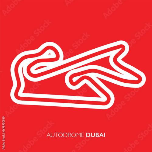 Dubai circuit, UAE. Motorsport race track vector map